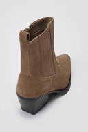Cowboy Ankle Boots Genuine Leather - Taupe Suede - thefashionproject.gr - Ideal shoes