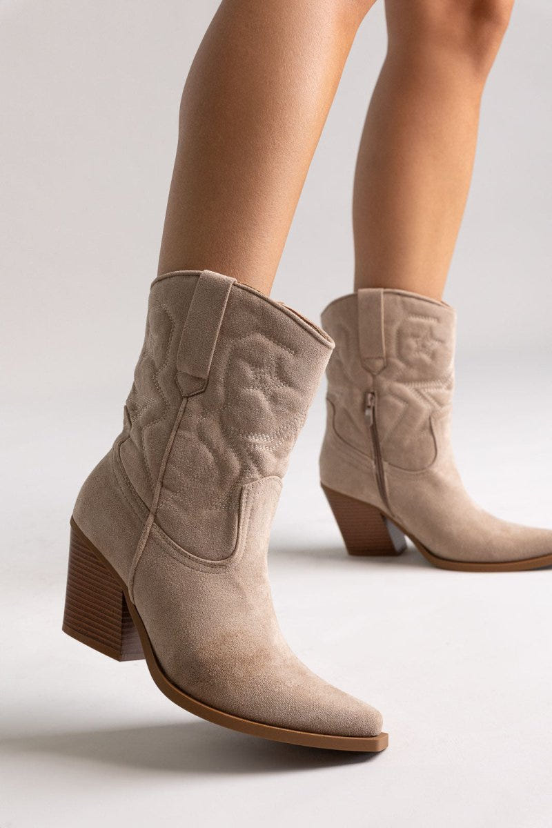 Cowboy Ankle Boots - Taupe Suede - thefashionproject.gr - Martin Pescatore