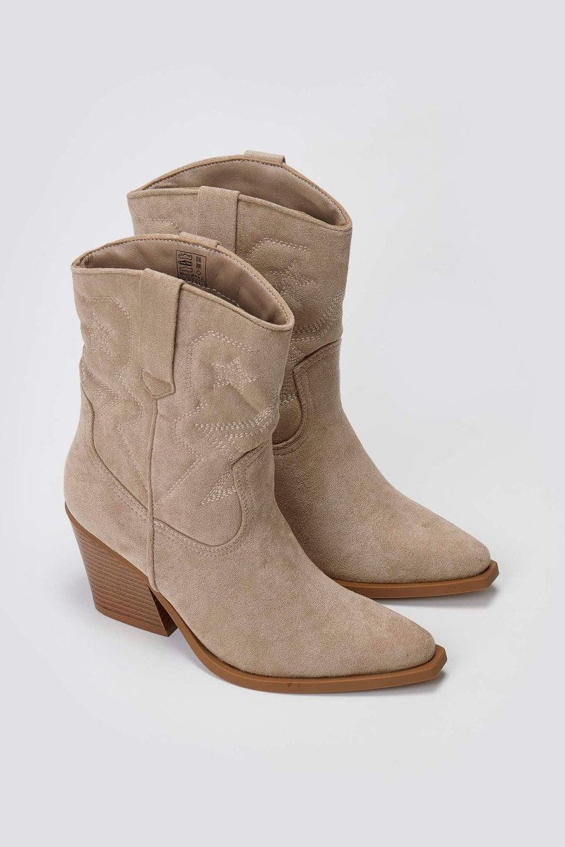 Cowboy Ankle Boots - Taupe Suede - thefashionproject.gr - Martin Pescatore
