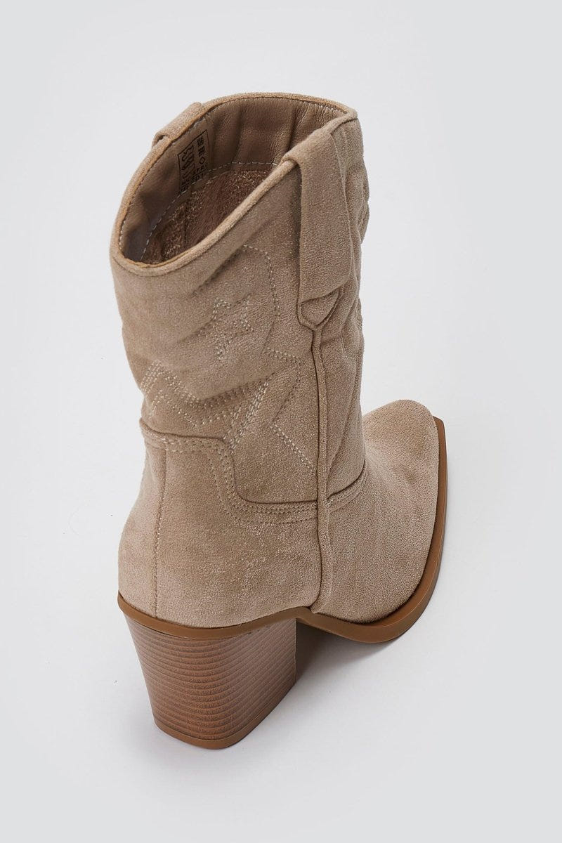 Cowboy Ankle Boots - Taupe Suede - thefashionproject.gr - Martin Pescatore