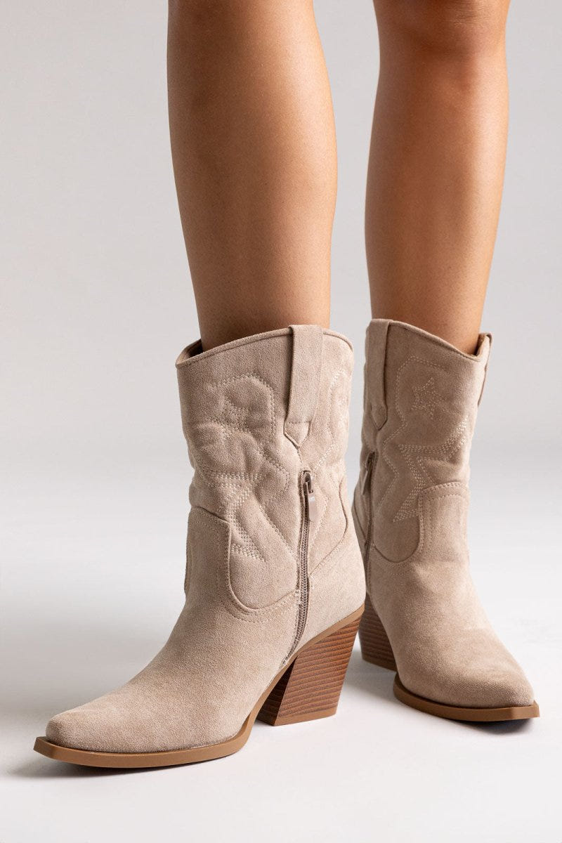 Cowboy Ankle Boots - Taupe Suede - thefashionproject.gr - Martin Pescatore
