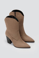 Cowboy Ankle Boots TFP - Taupe Suede - thefashionproject.gr - TFP