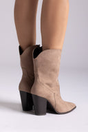 Cowboy Ankle Boots TFP - Taupe Suede - thefashionproject.gr - TFP