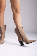 Cowboy Ankle Boots TFP - Taupe Suede - thefashionproject.gr - TFP