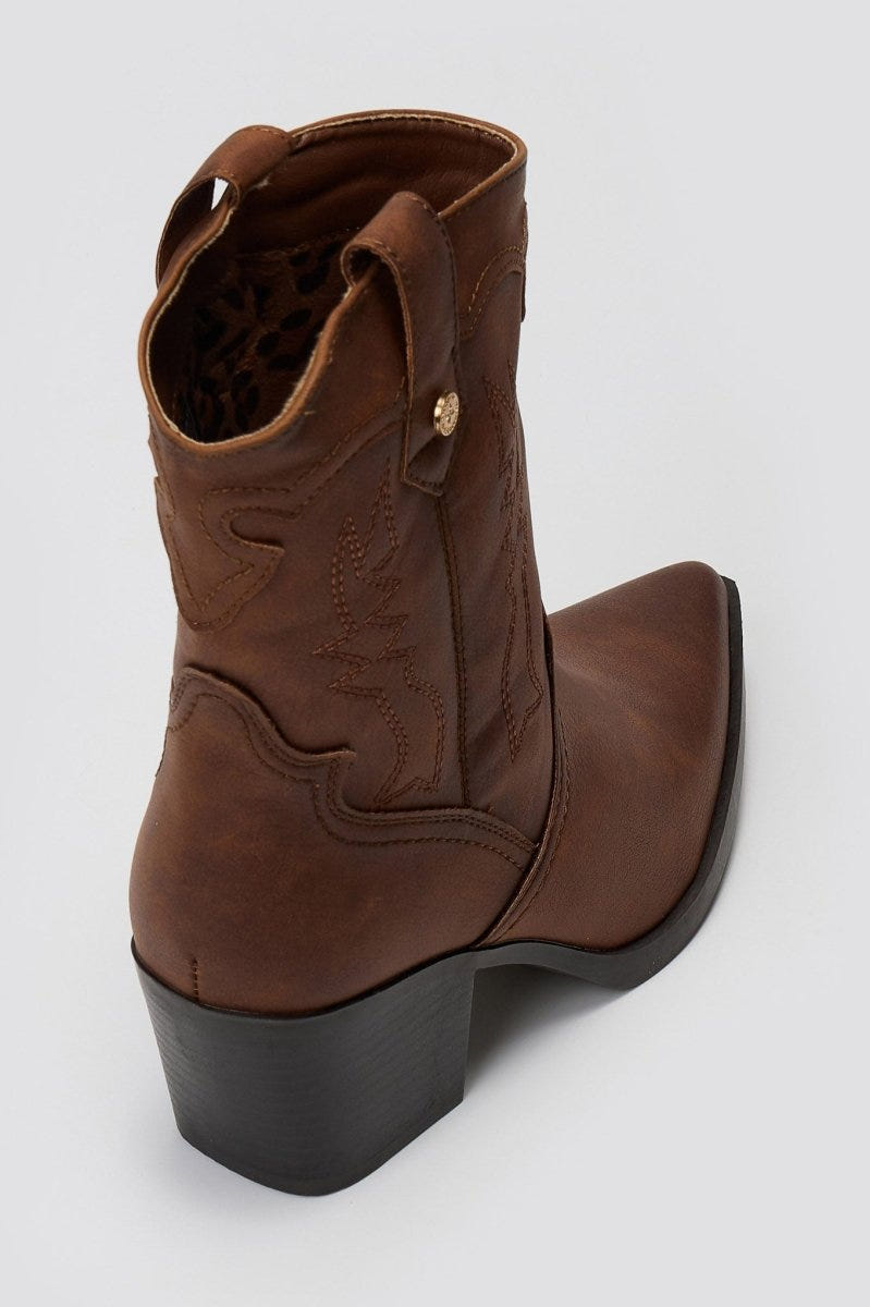 Cowboy Ankle Boots XTI 144718 - Tan Matte - thefashionproject.gr - Xti Footwear