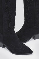 Cowboy Block Heel Boots - Black Suede - thefashionproject.gr - Ideal shoes