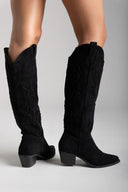 Cowboy Block Heel Boots - Black Suede - thefashionproject.gr - Ideal shoes