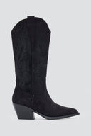 Cowboy Block Heel Boots - Black Suede - thefashionproject.gr - Ideal shoes
