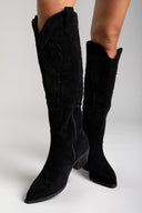 Cowboy Block Heel Boots - Black Suede - thefashionproject.gr - Ideal shoes