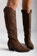 Cowboy Block Heel Boots - Olive Suede - thefashionproject.gr - Ideal shoes