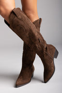 Cowboy Block Heel Boots - Olive Suede - thefashionproject.gr - Ideal shoes