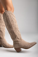 Cowboy Block Heel Boots - Taupe Suede - thefashionproject.gr - Ideal shoes