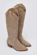 Cowboy Block Heel Boots - Taupe Suede - thefashionproject.gr - Ideal shoes