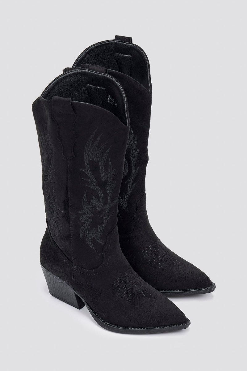 Cowboy boots - Black Suede - thefashionproject.gr - Ideal shoes