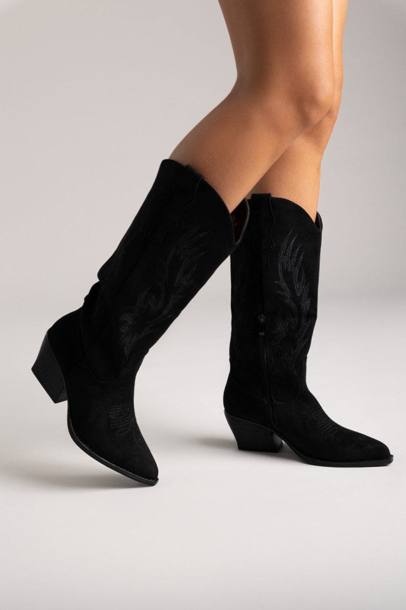 Cowboy boots - Black Suede - thefashionproject.gr - Ideal shoes