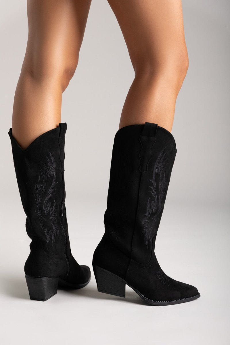 Cowboy boots - Black Suede - thefashionproject.gr - Ideal shoes