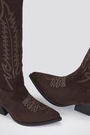 Cowboy Boots Block Heel Erynn - Brown Suede - thefashionproject.gr - ERYNN