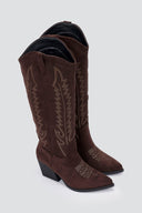 Cowboy Boots Block Heel Erynn - Brown Suede - thefashionproject.gr - ERYNN