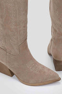 Cowboy Boots Block Heel Erynn - Taupe Suede - thefashionproject.gr - ERYNN