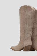 Cowboy Boots Block Heel Erynn - Taupe Suede - thefashionproject.gr - ERYNN