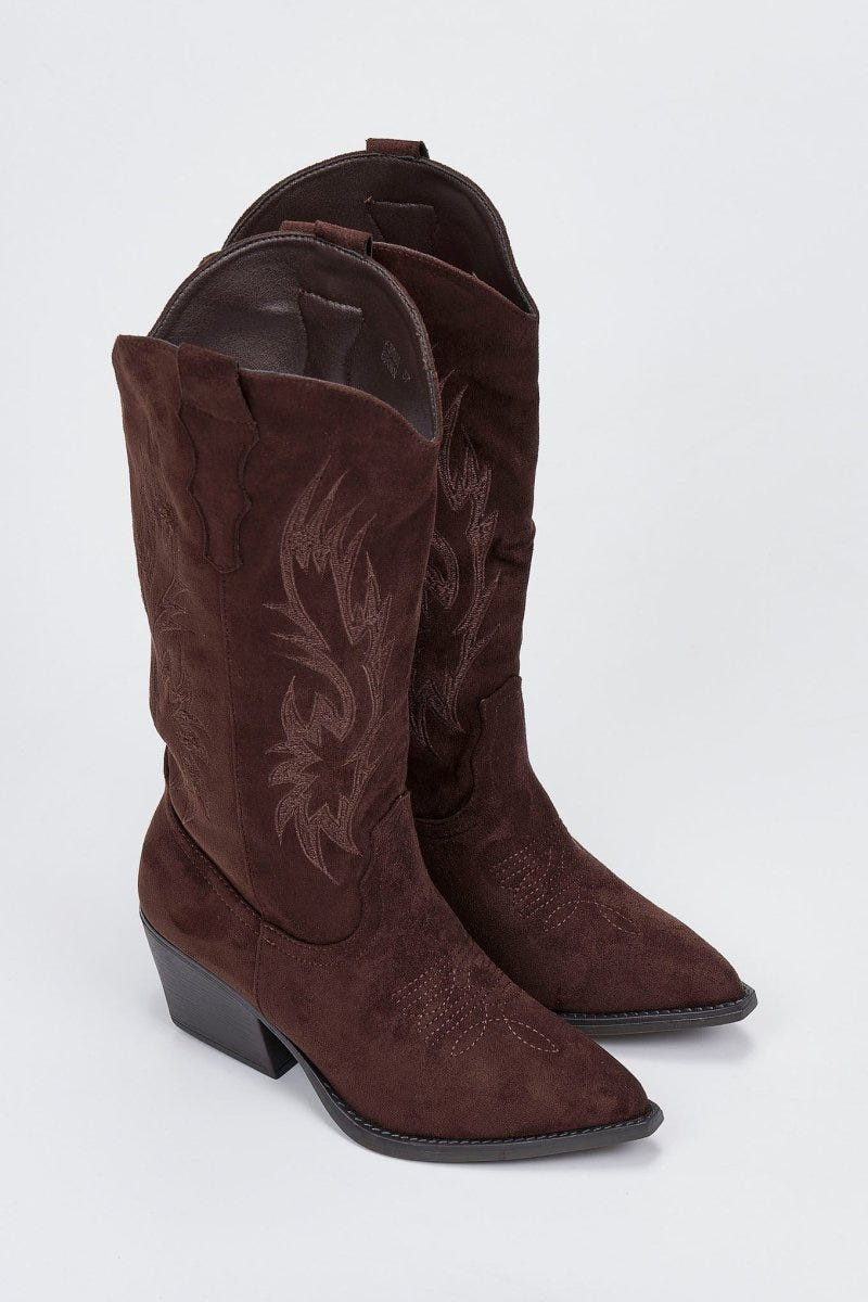 Cowboy boots - Brown Suede - thefashionproject.gr - Ideal shoes