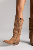 Cowboy boots - Camel Suede - thefashionproject.gr - Ideal shoes