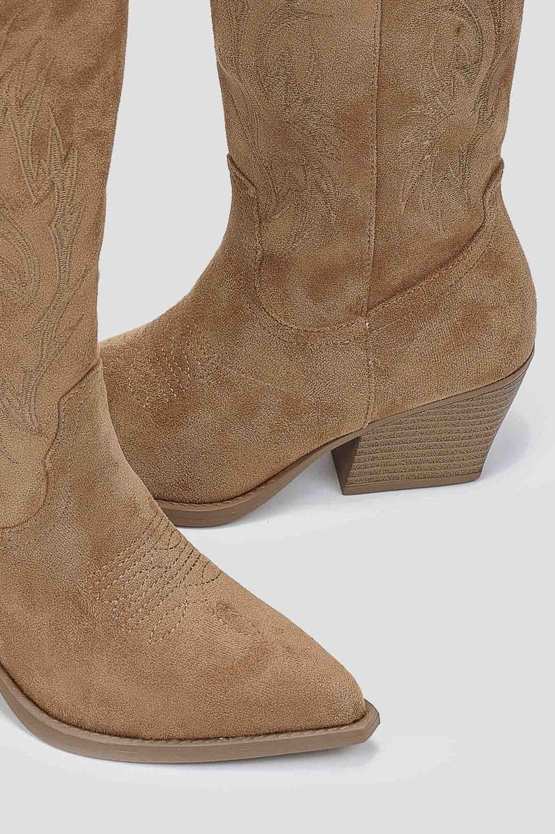 Cowboy boots - Camel Suede - thefashionproject.gr - Ideal shoes