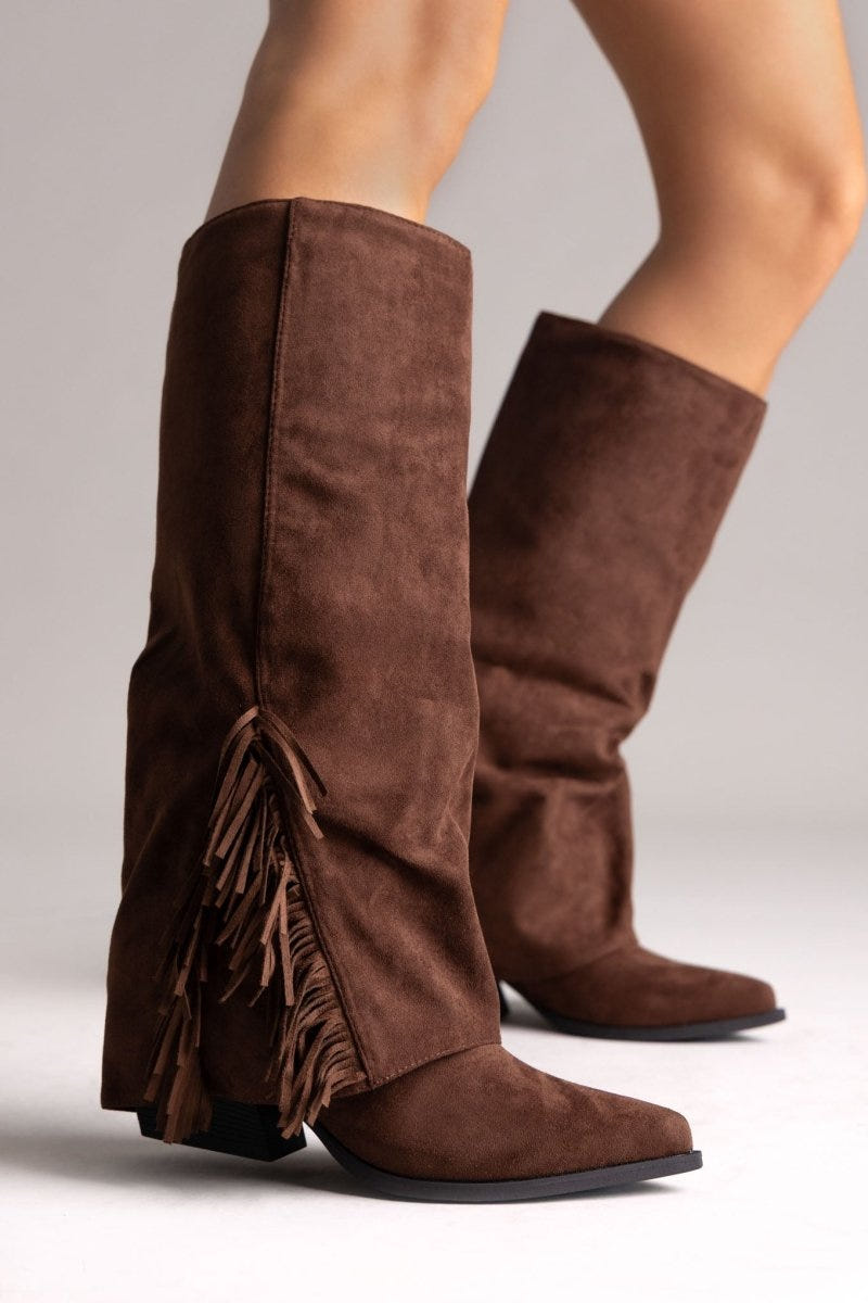 Cowboy Boots Fringe Erynn - Brown Suede - thefashionproject.gr - ERYNN