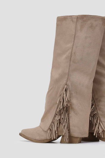 Cowboy Boots Fringe Erynn - Taupe Suede - thefashionproject.gr - ERYNN