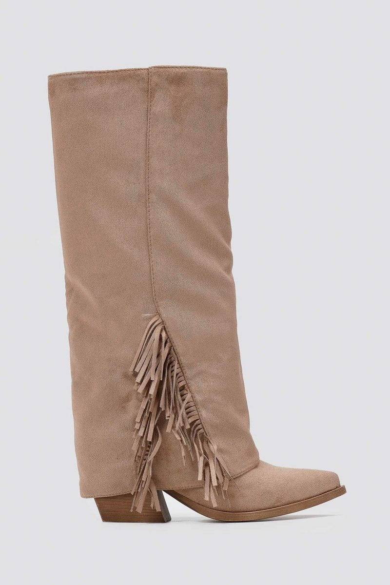 Cowboy Boots Fringe Erynn - Taupe Suede - thefashionproject.gr - ERYNN