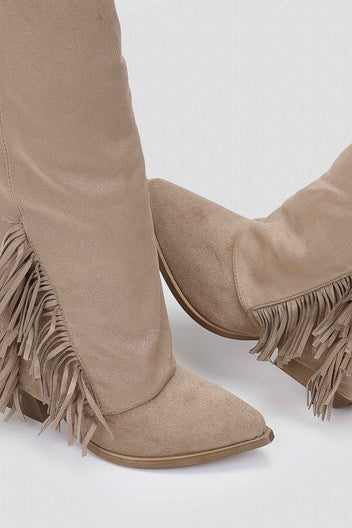 ERYNN - Cowboy Boots Fringe - Taupe Suede