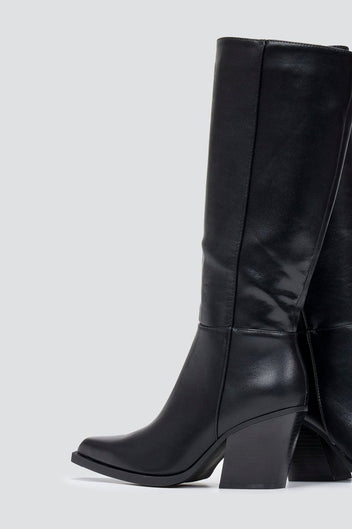 Cowboy Boots High Block Heel - Black Matte - thefashionproject.gr - Ideal shoes