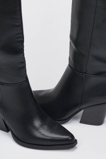 Cowboy Boots High Block Heel - Black Matte - thefashionproject.gr - Ideal shoes