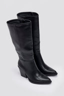 Cowboy Boots High Block Heel - Black Matte - thefashionproject.gr - Ideal shoes