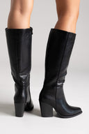 Cowboy Boots High Block Heel - Black Matte - thefashionproject.gr - Ideal shoes