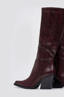 Cowboy Boots High Block Heel - Bordeaux Matte - thefashionproject.gr - Ideal shoes