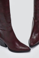 Cowboy Boots High Block Heel - Bordeaux Matte - thefashionproject.gr - Ideal shoes