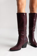 Cowboy Boots High Block Heel - Bordeaux Matte - thefashionproject.gr - Ideal shoes