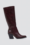 Cowboy Boots High Block Heel - Bordeaux Matte - thefashionproject.gr - Ideal shoes