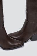 Cowboy Boots High Block Heel - Dark Brown Matte - thefashionproject.gr - Ideal shoes