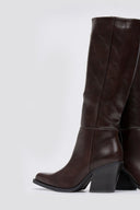 Cowboy Boots High Block Heel - Dark Brown Matte - thefashionproject.gr - Ideal shoes
