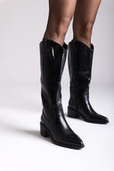 Cowboy Boots Low Heel - Black Matte - thefashionproject.gr - Sixth Sens