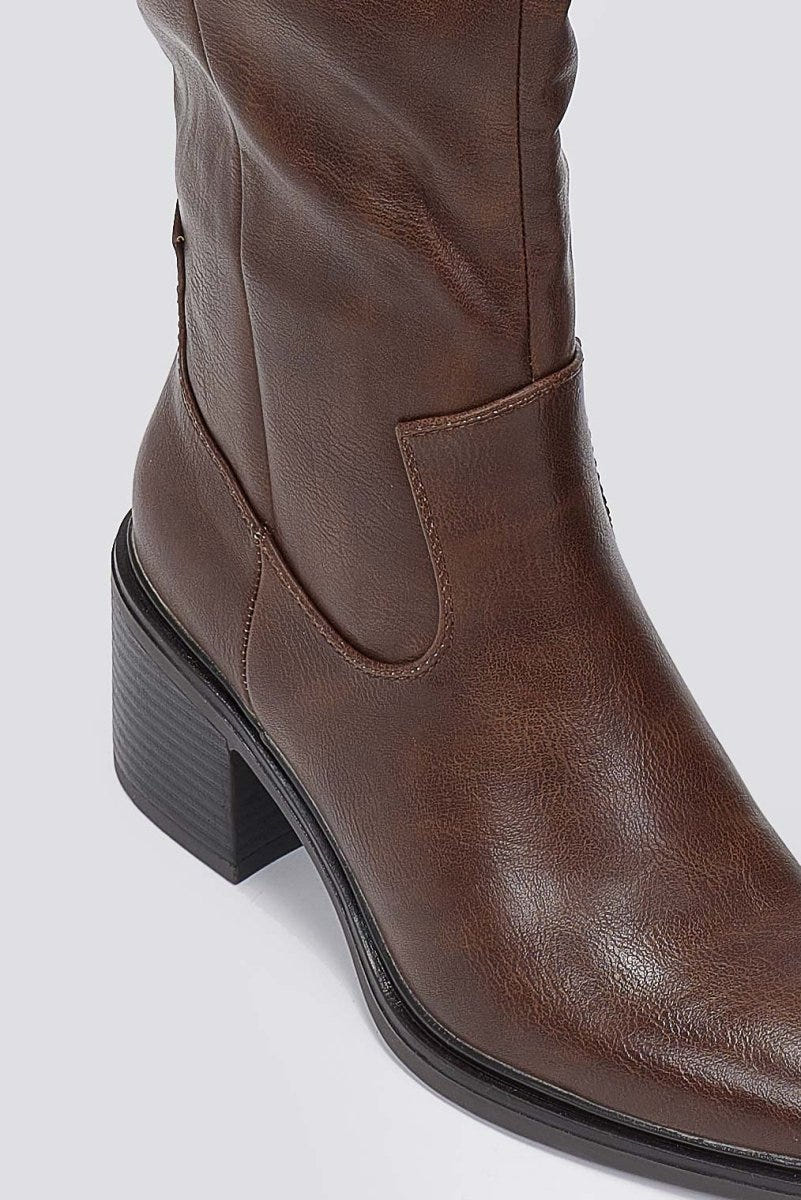 Cowboy Boots Low Heel - Brown Matte - thefashionproject.gr - Sixth Sens
