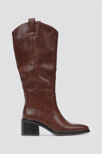 Sixth Sens - Cowboy Boots Low Heel - Brown Matte