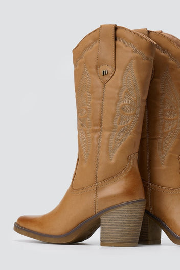 MARIAMARE - Cowboy Boots MARIAMARE - Tan Matte