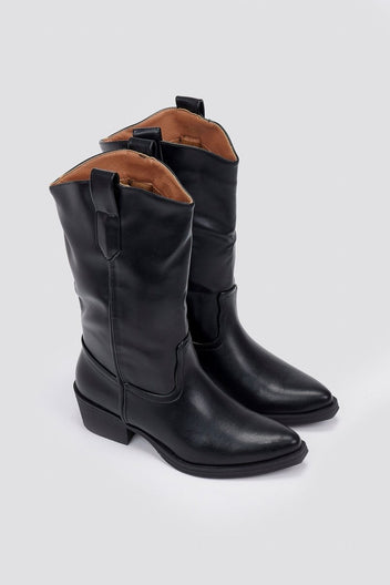 Cowboy Boots Mid Calf - Black Matte - thefashionproject.gr - Martin Pescatore