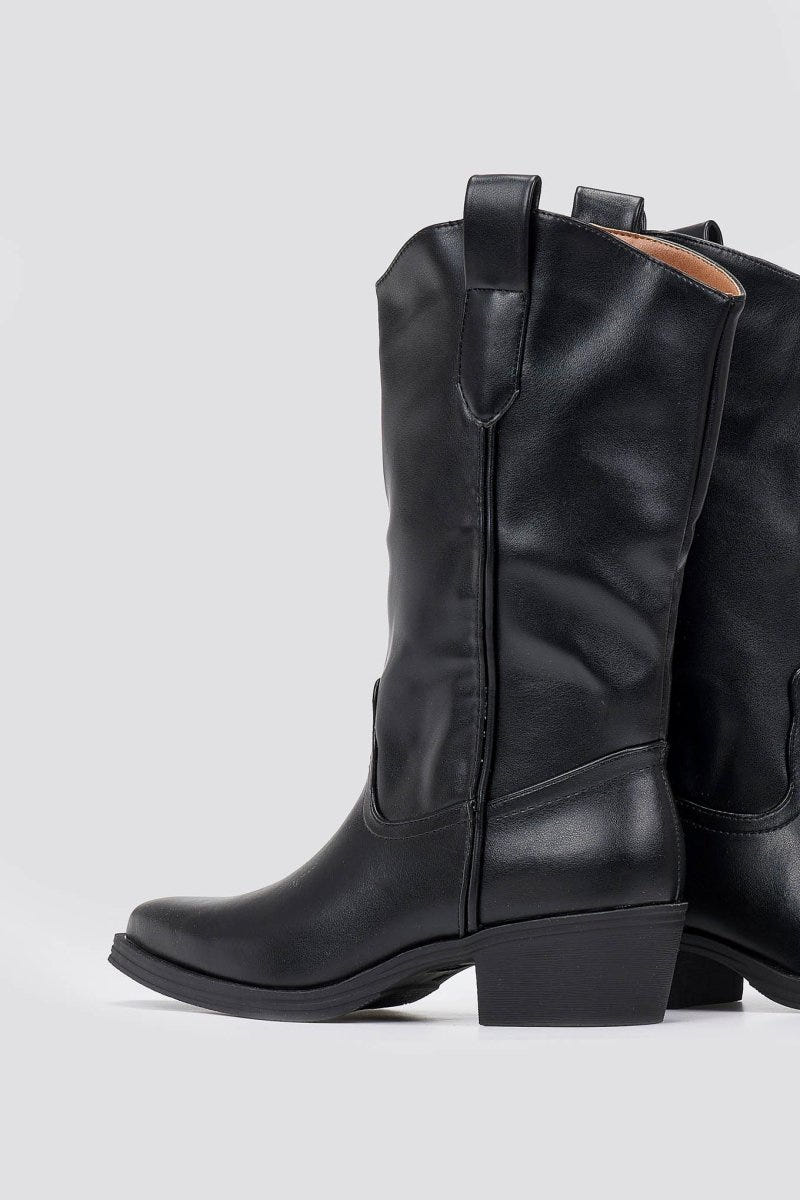 Cowboy Boots Mid Calf - Black Matte - thefashionproject.gr - Martin Pescatore