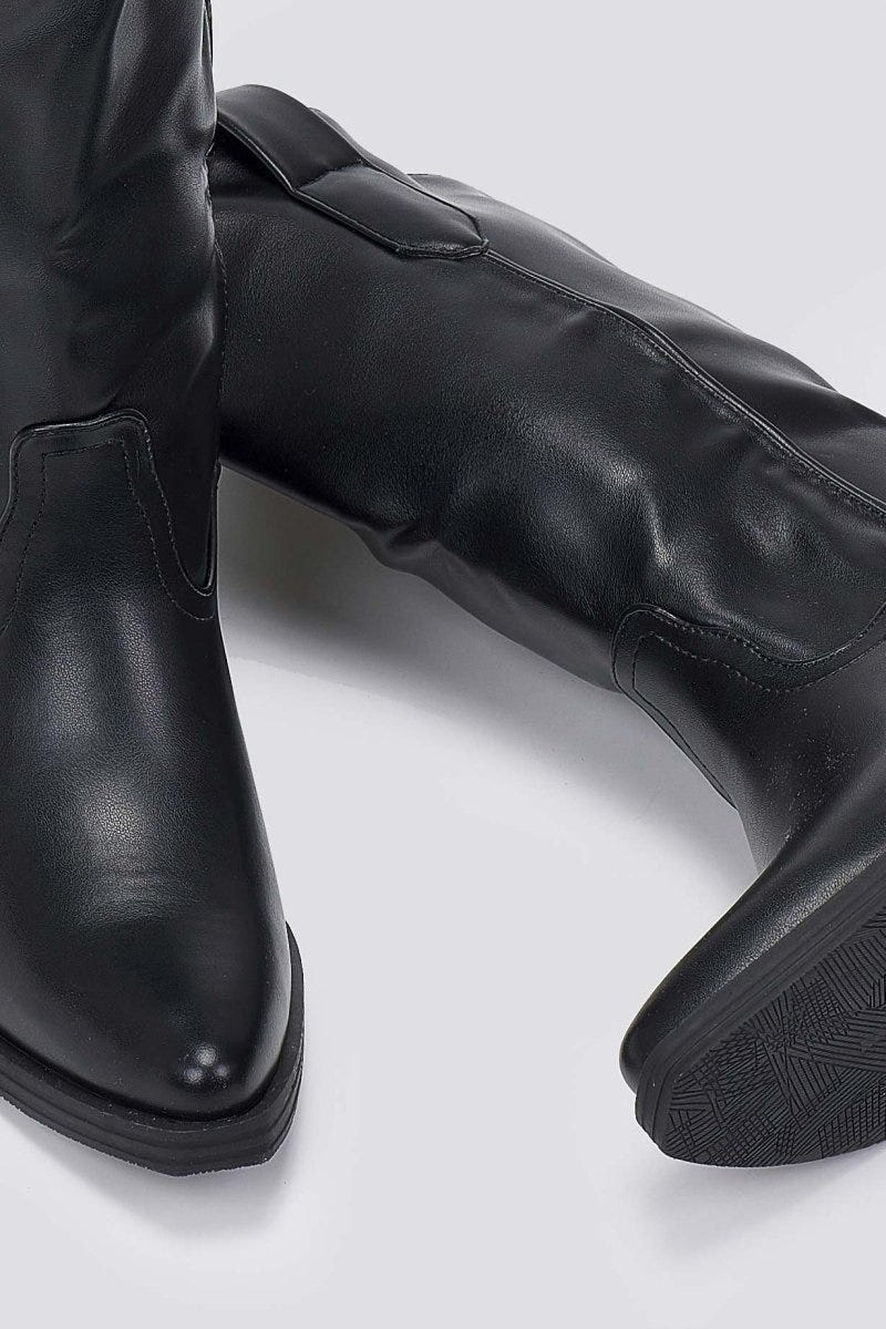 Cowboy Boots Mid Calf - Black Matte - thefashionproject.gr - Martin Pescatore