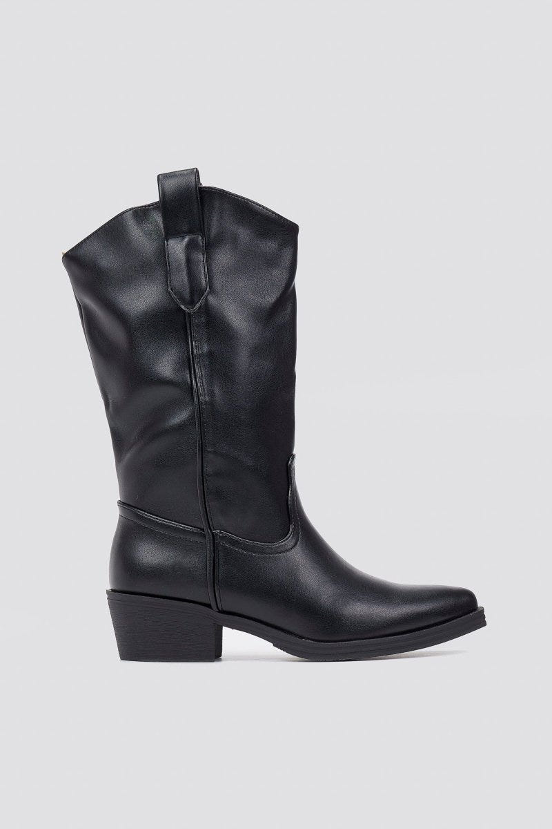 Cowboy Boots Mid Calf - Black Matte - thefashionproject.gr - Martin Pescatore