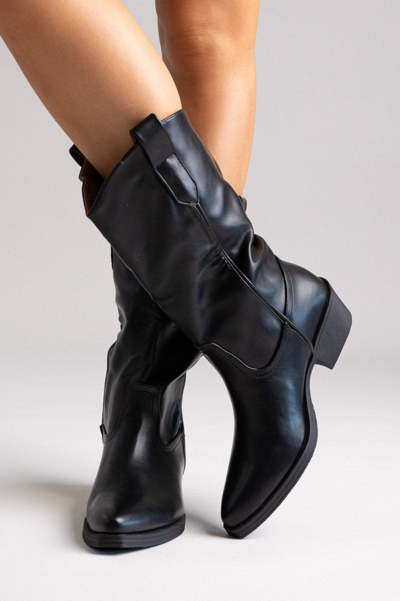 Cowboy Boots Mid Calf - Black Matte - thefashionproject.gr - Martin Pescatore
